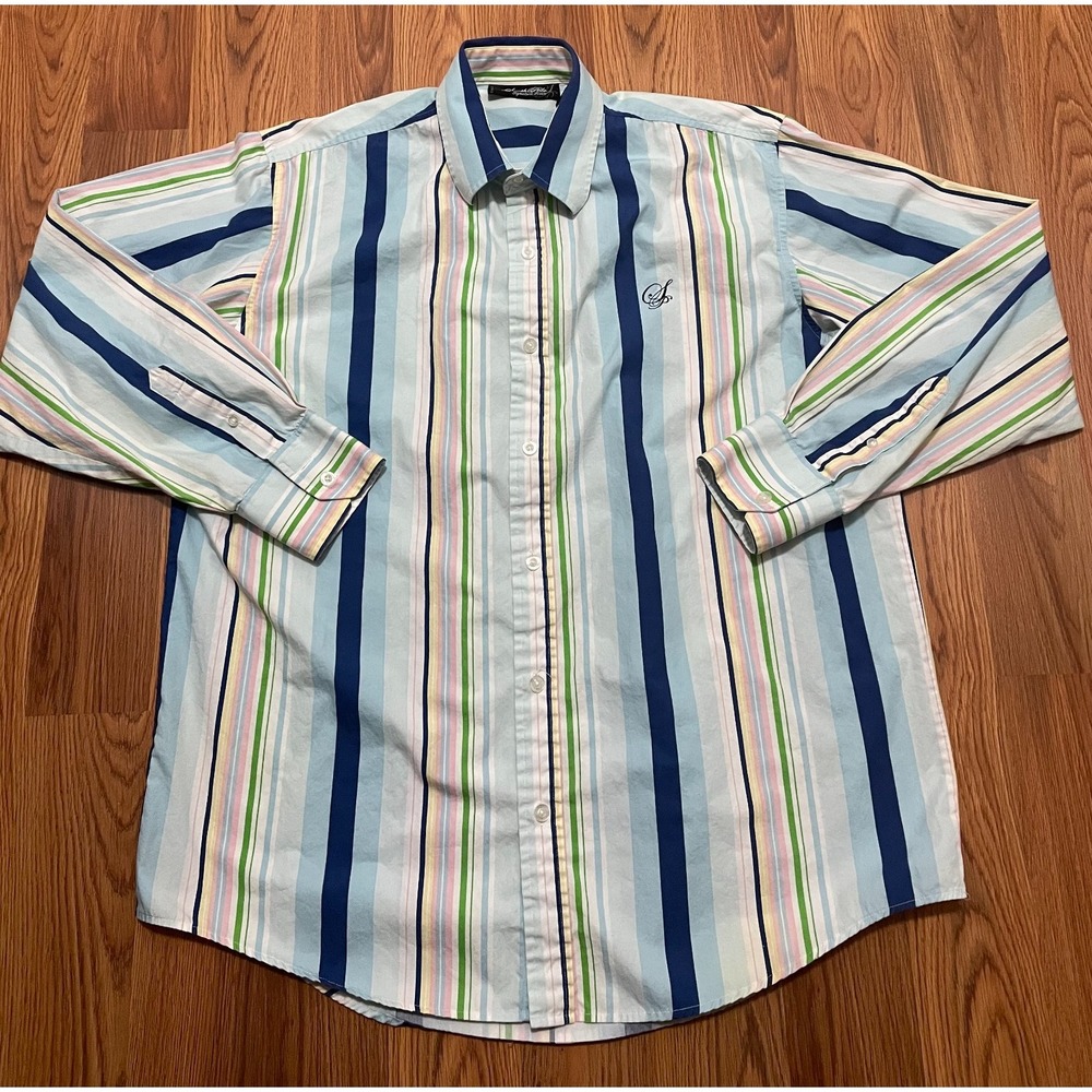 SouthPole Signature Series Shirt Mens XL Vertical Stripe Button Front